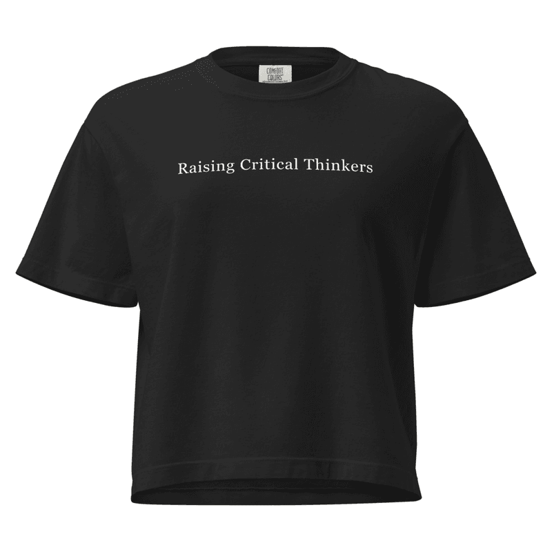 Raising Critical Thinkers- Women's Crop Tee / Black / S mockup 1